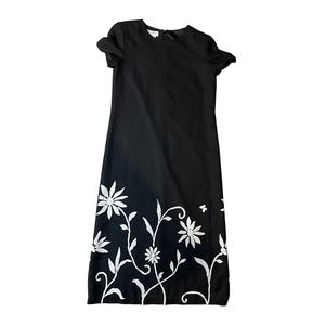 Maggie London Black Formal Maxi Wrap Woman Dress Size 10 Black With Flowers